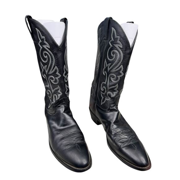 Justin Men’s Black Leather Narrow Western Cowboy Boot Size US 13 B - Picture 5 of 10